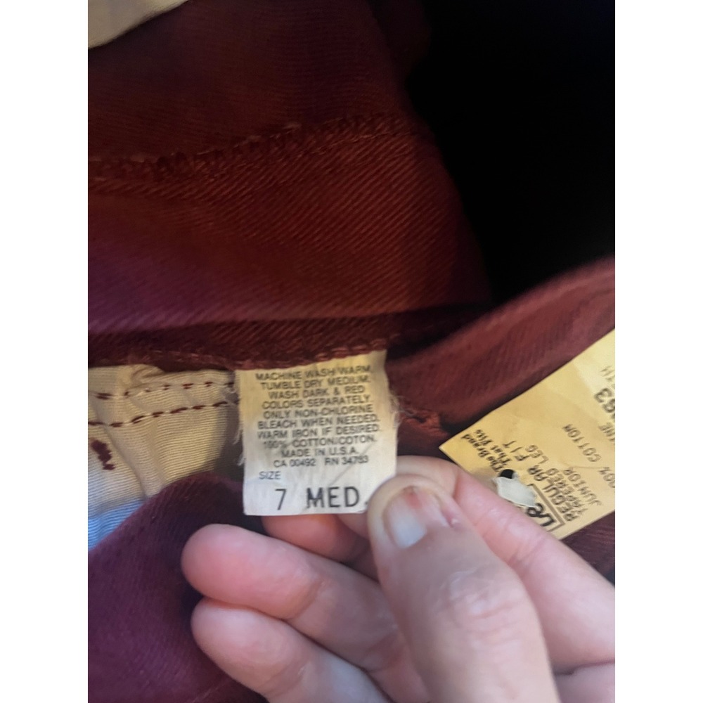 Vintage Lee USA Jeans Womens 2 24 Waist Port Wine Burgundy High Rise Tapered NWT - Picture 4 of 10
